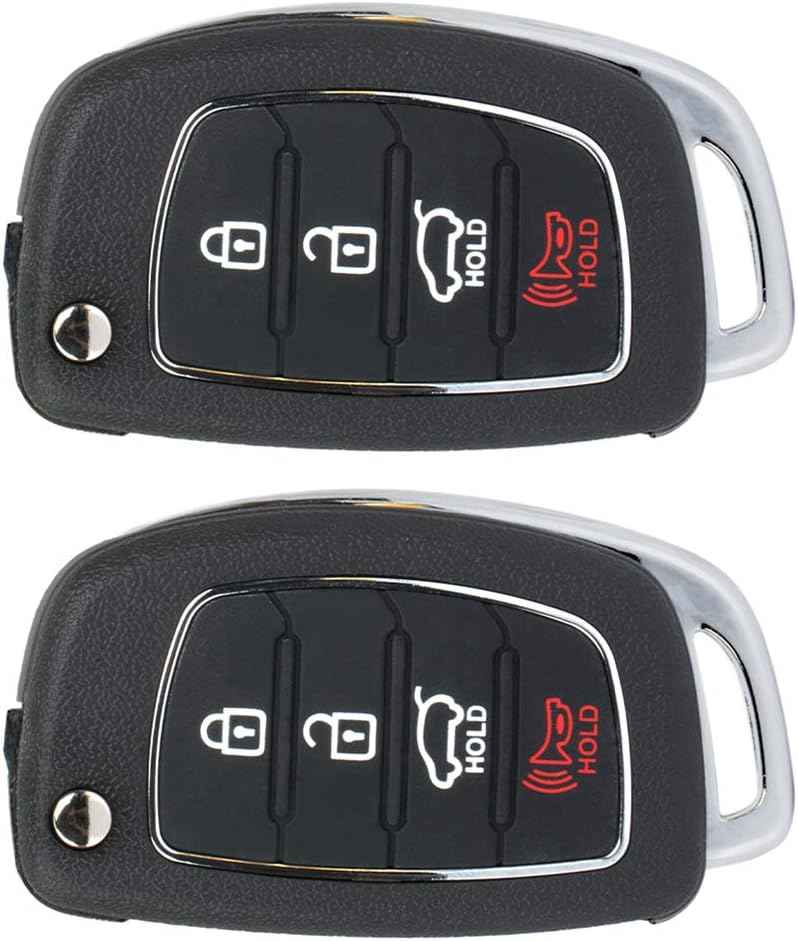 OCPTY 2X Uncut Keyless Entry Remote Control Key Fob - Replacement for 2015-2017 Hyundai Sonata, Remote Flip ADP12513601S
